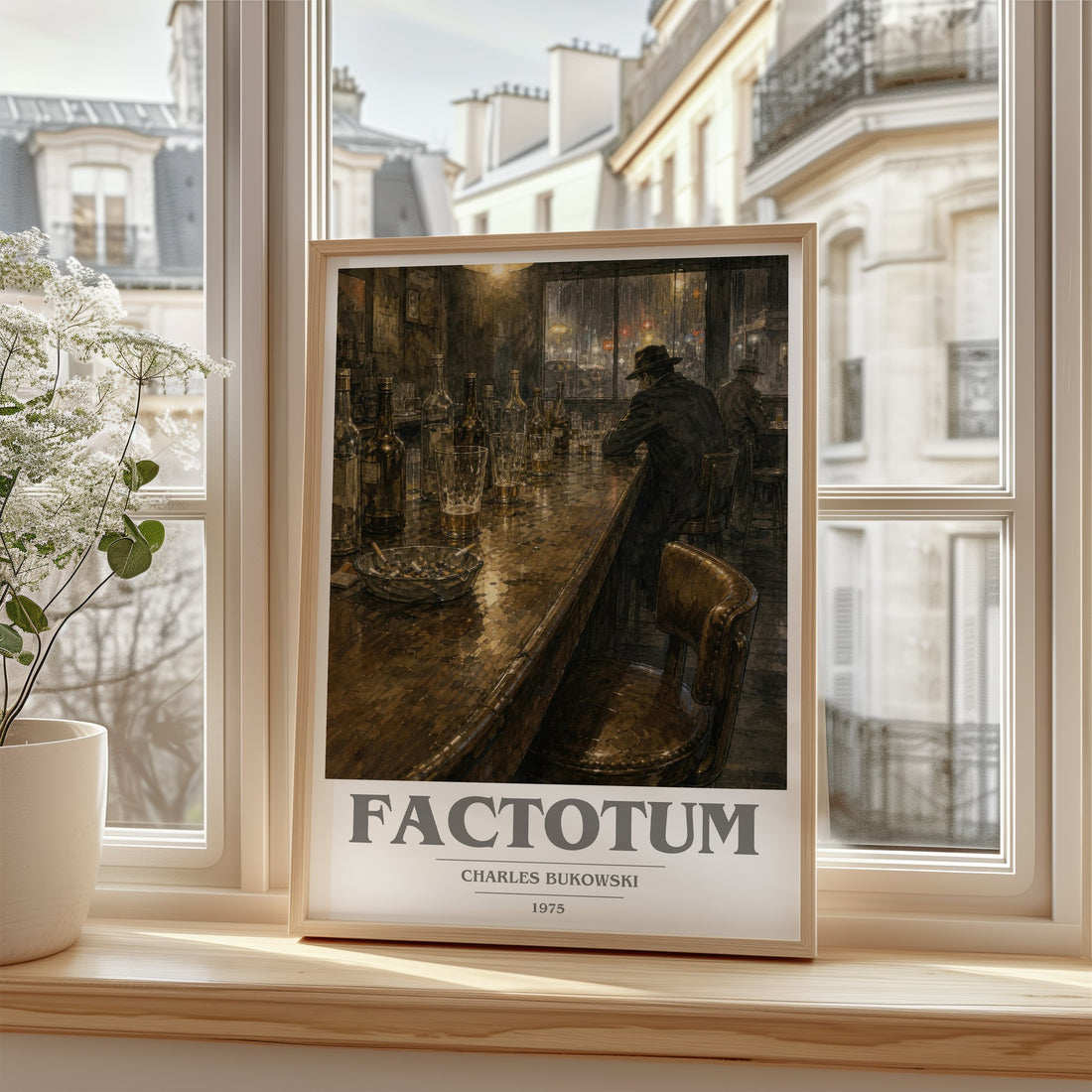 Factotum book cover poster colour and style options – Charles Bukowski book art