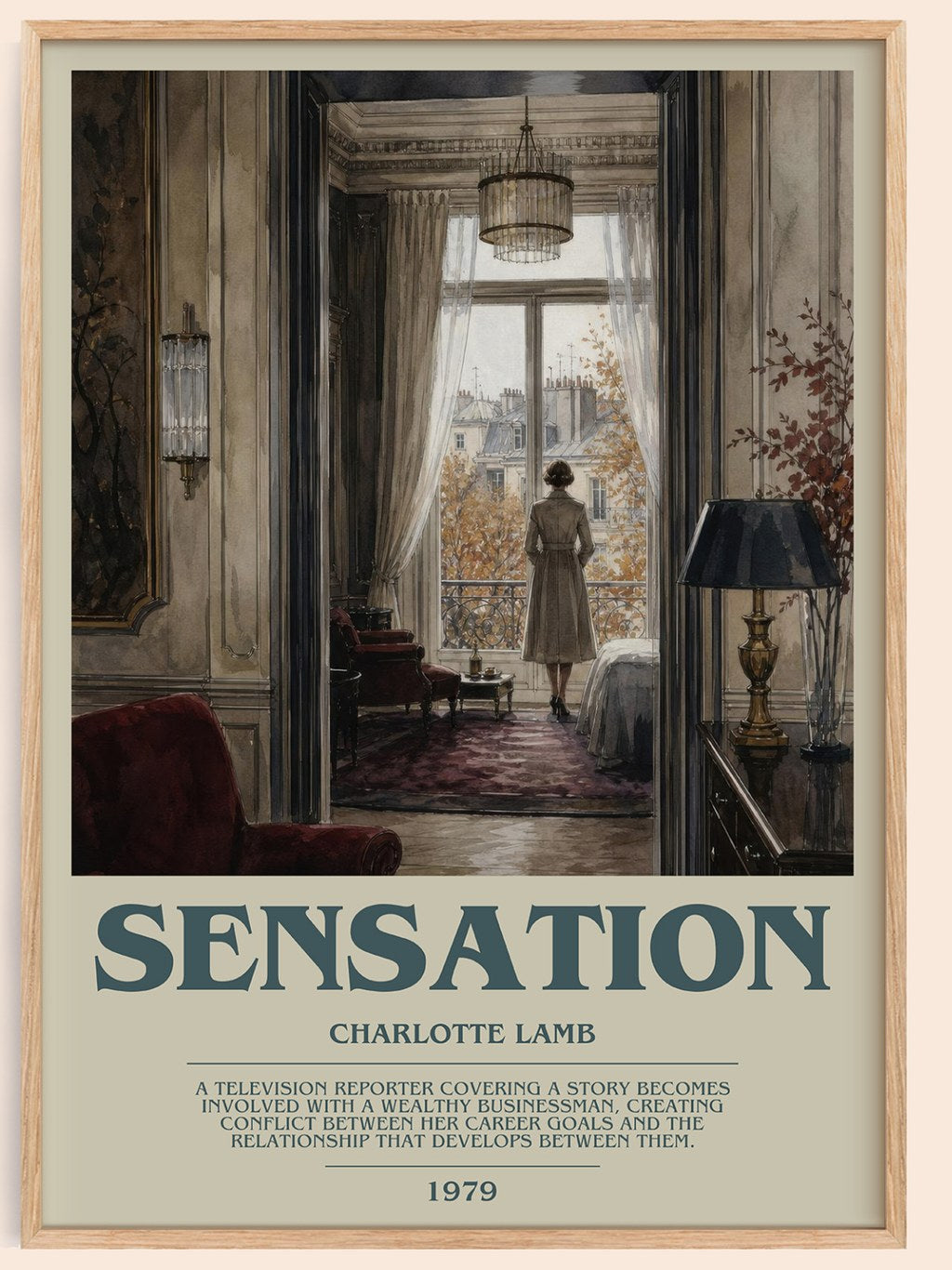 Sensation bookish book poster by Charlotte Lamb – framed literary art print