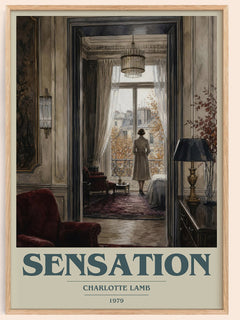Sensation book cover book poster by Charlotte Lamb – framed literary art print