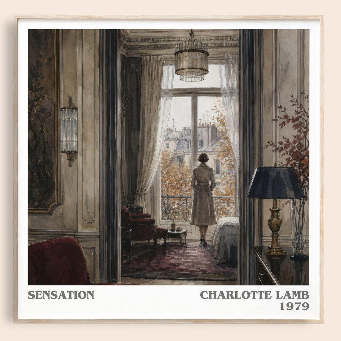 Sensation literary book poster by Charlotte Lamb – framed literary art print
