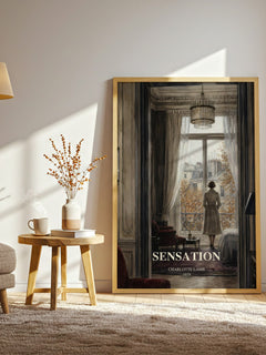 Sensation watercolour print in frame leaning in hallway – romance wall art
