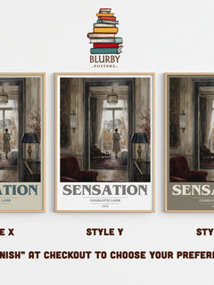 Sensation book cover print in frame leaning in hallway – romance wall art
