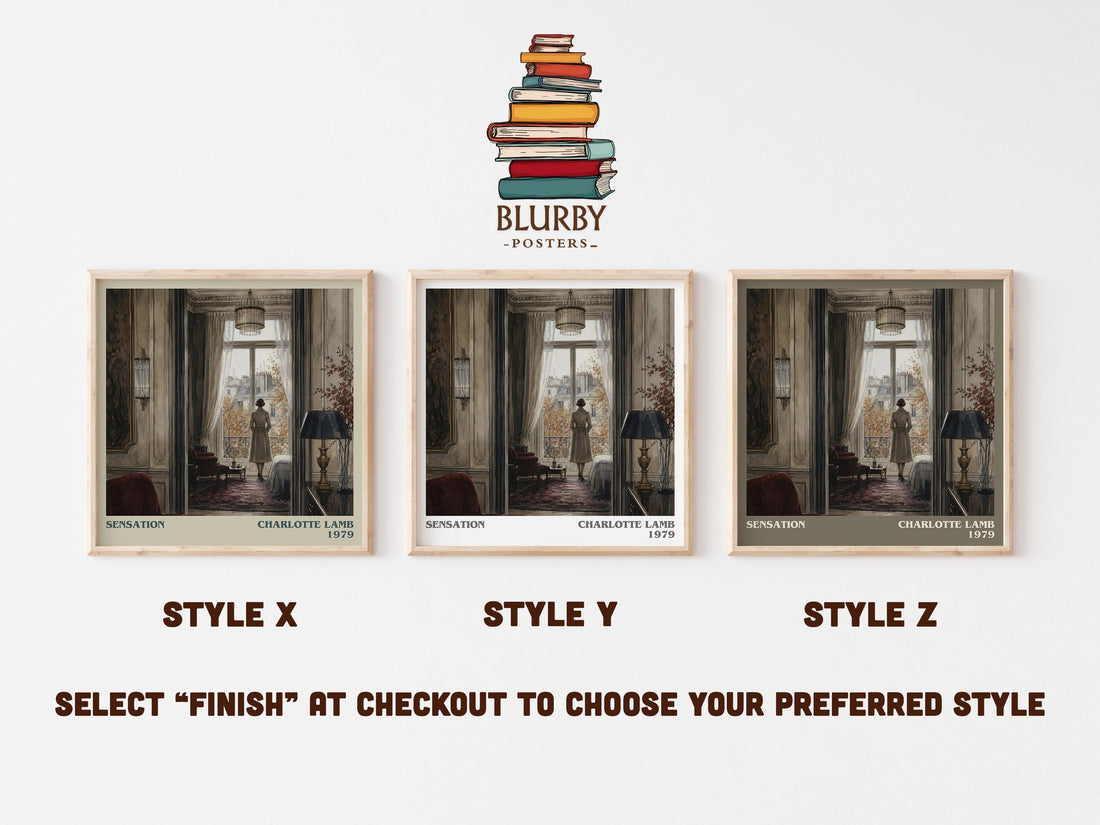 Sensation literary print in frame leaning in hallway – romance wall art (mockup)