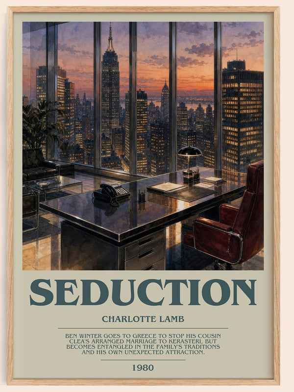 Seduction bookish book poster by Charlotte Lamb – framed literary art print