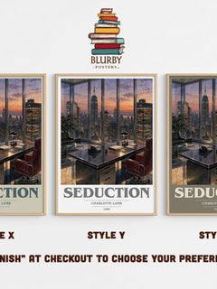 Seduction book cover print in frame leaning in hallway – romance wall art