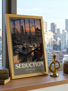 Seduction book cover print framed by window – literary home decor