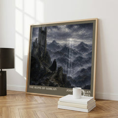 The Ruins of Gorlan literary print framed by window – literary home decor