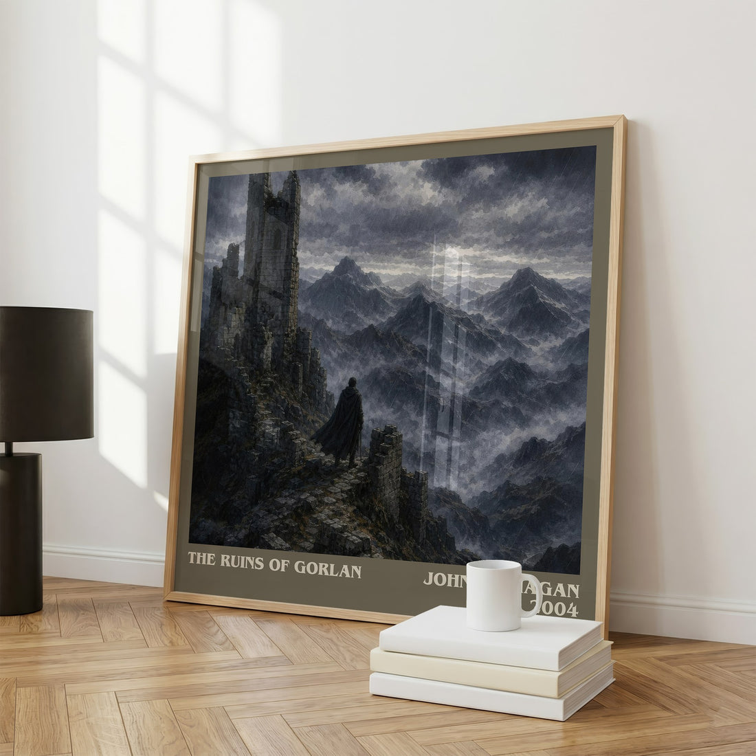 The Ruins of Gorlan literary print framed by window – literary home decor