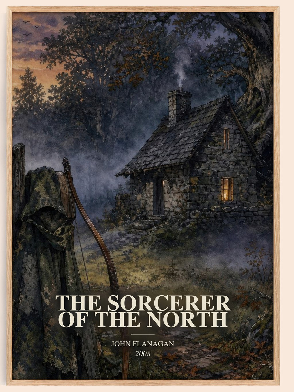 The Sorcerer of the North watercolour book poster by John Flanagan – framed literary art print