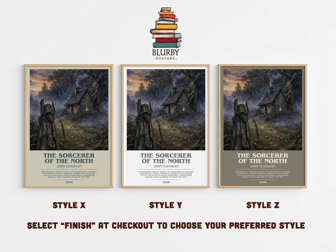 The Sorcerer of the North bookish print in frame leaning in hallway – fantasy wall art (mockup)