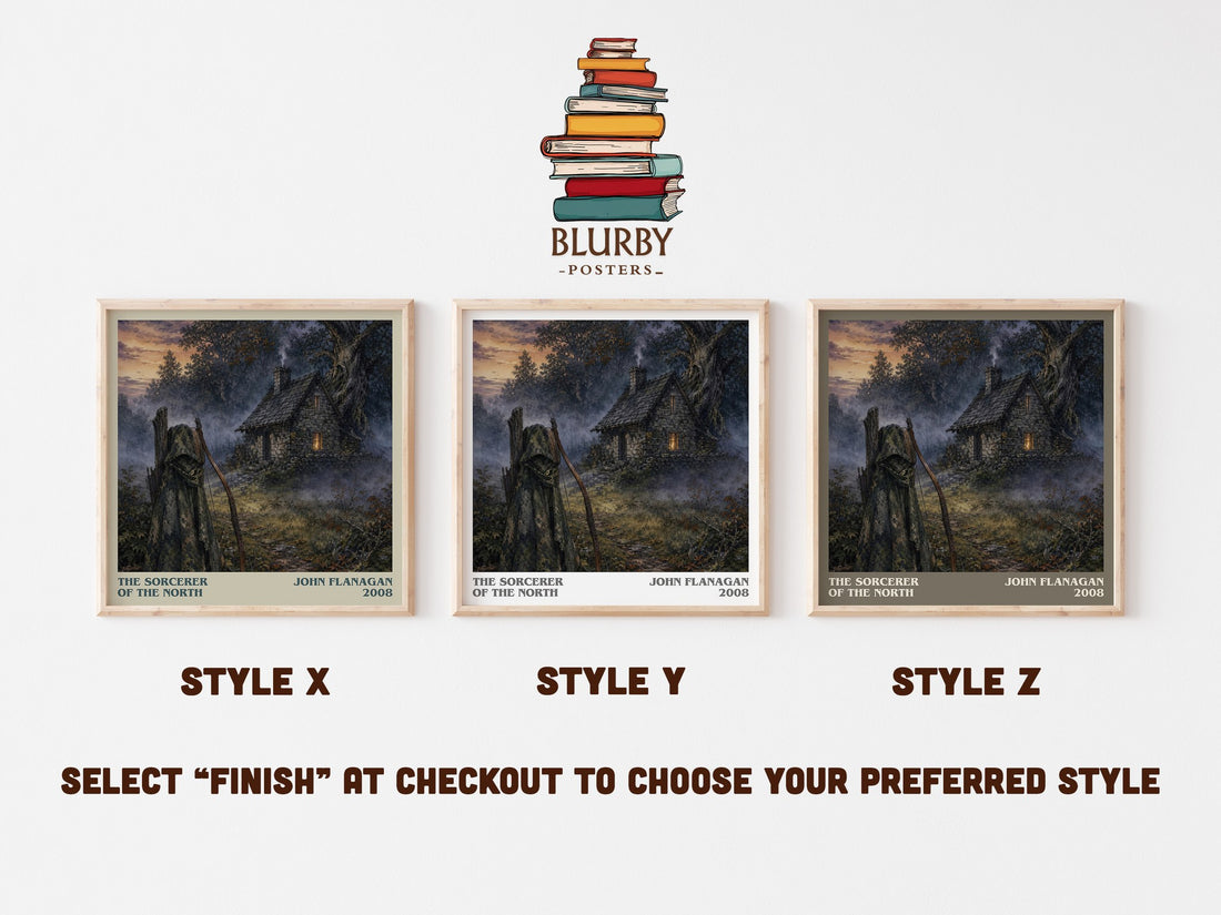 The Sorcerer of the North literary print in frame leaning in hallway – fantasy wall art (mockup)