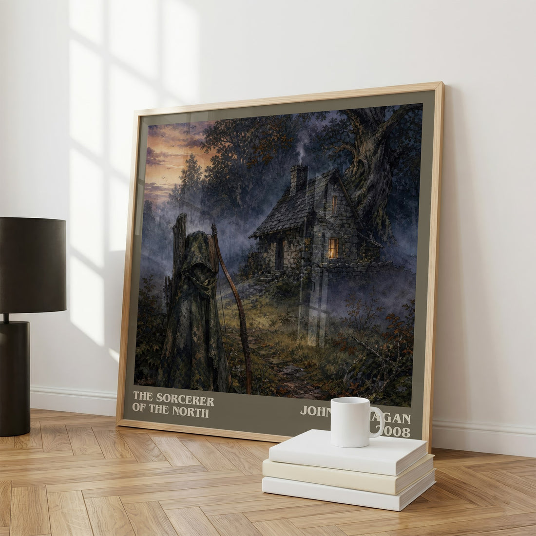 The Sorcerer of the North literary print framed by window – literary home decor