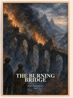 The Burning Bridge watercolour book poster by John Flanagan – framed literary art print