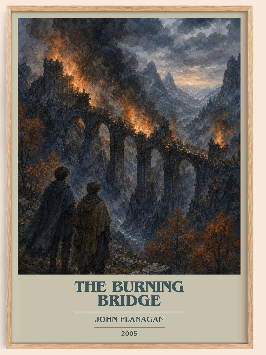 The Burning Bridge book cover book poster by John Flanagan – framed literary art print
