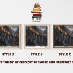 The Burning Bridge literary print in frame leaning in hallway – young adult wall art