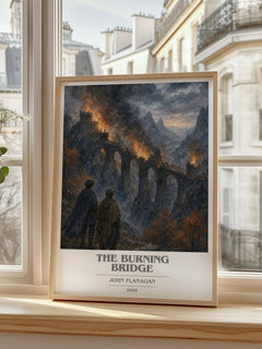 The Burning Bridge book cover poster colour and style options – John Flanagan book art