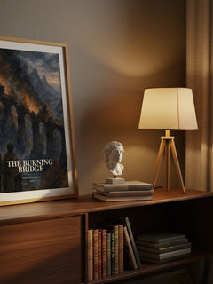 The Burning Bridge watercolour print on bookshelf – John Flanagan fan gift
