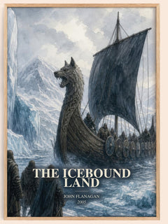 The Icebound Land watercolour book poster by John Flanagan – framed literary art print