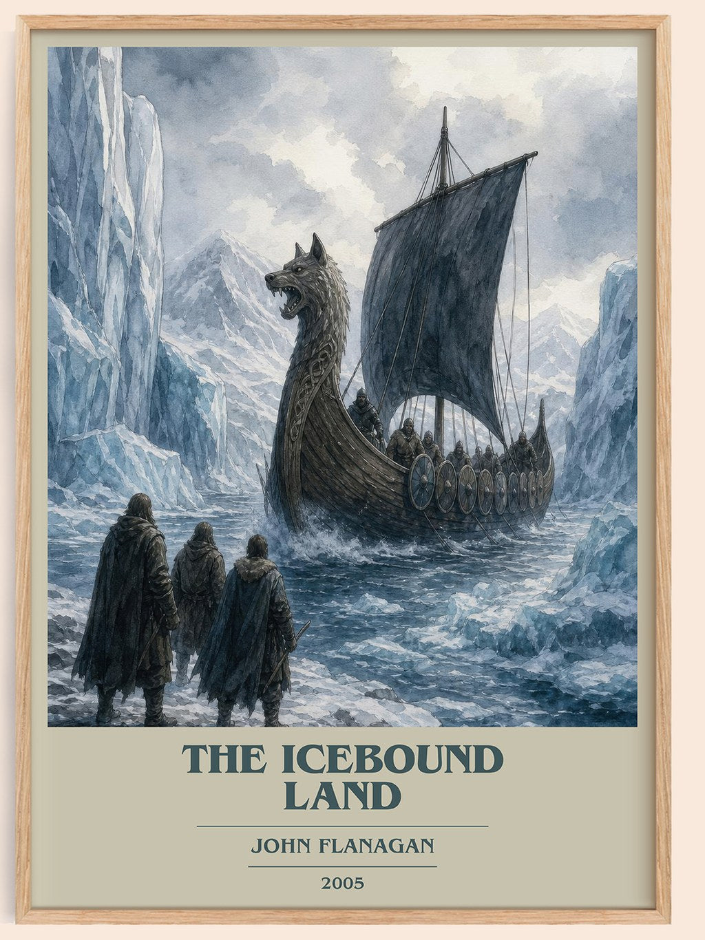 The Icebound Land book cover book poster by John Flanagan – framed literary art print