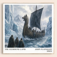 The Icebound Land literary book poster by John Flanagan – framed literary art print