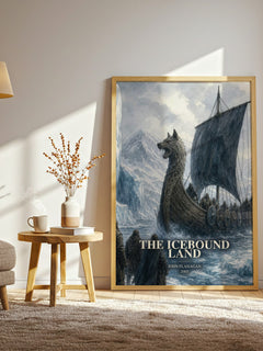 The Icebound Land watercolour print in frame leaning in hallway – fantasy wall art
