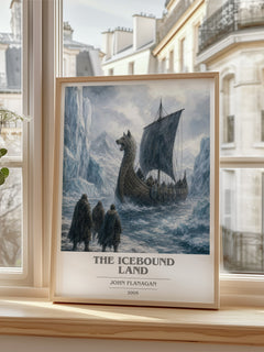The Icebound Land book cover poster colour and style options – John Flanagan book art