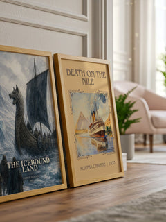 The Icebound Land watercolour print framed by window – literary home decor