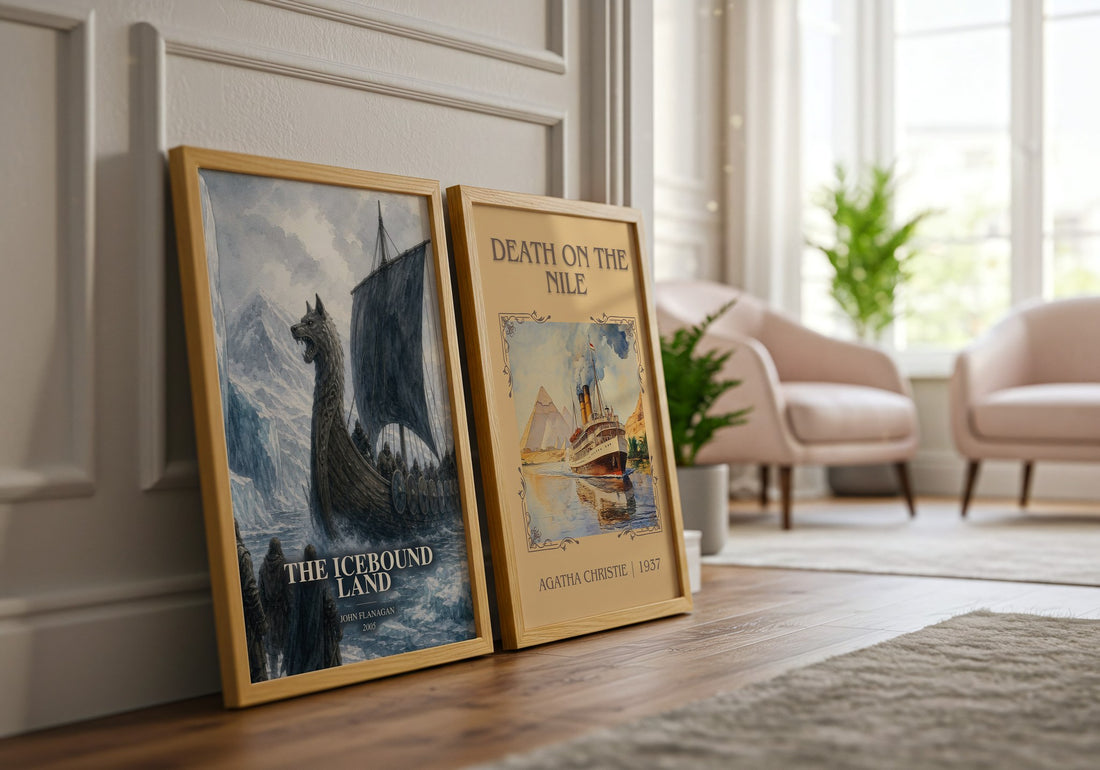 The Icebound Land watercolour print framed by window – literary home decor