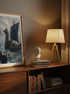 The Icebound Land watercolour print on bookshelf – John Flanagan fan gift