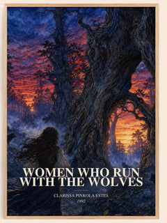 Women Who Run with the Wolves watercolour book poster by Clarissa Pinkola Estés – framed literary art print