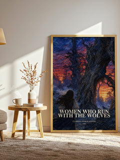 Women Who Run with the Wolves watercolour print in frame leaning in hallway – non fiction wall art