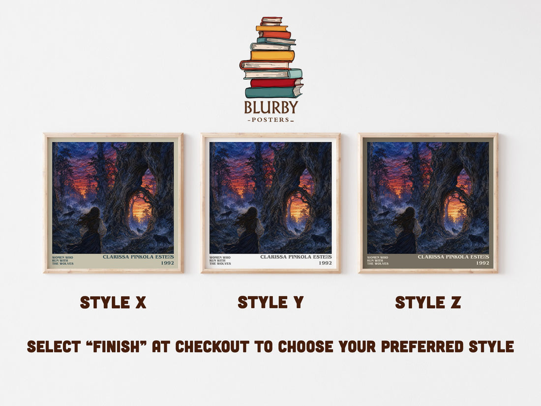 Women Who Run with the Wolves literary print in frame leaning in hallway – non fiction wall art (mockup)
