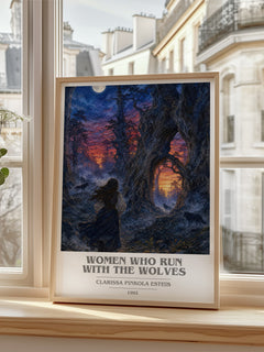 Women Who Run with the Wolves book cover poster colour and style options – Clarissa Pinkola Estés book art