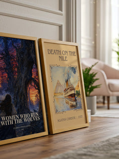 Women Who Run with the Wolves watercolour print framed by window – literary home decor