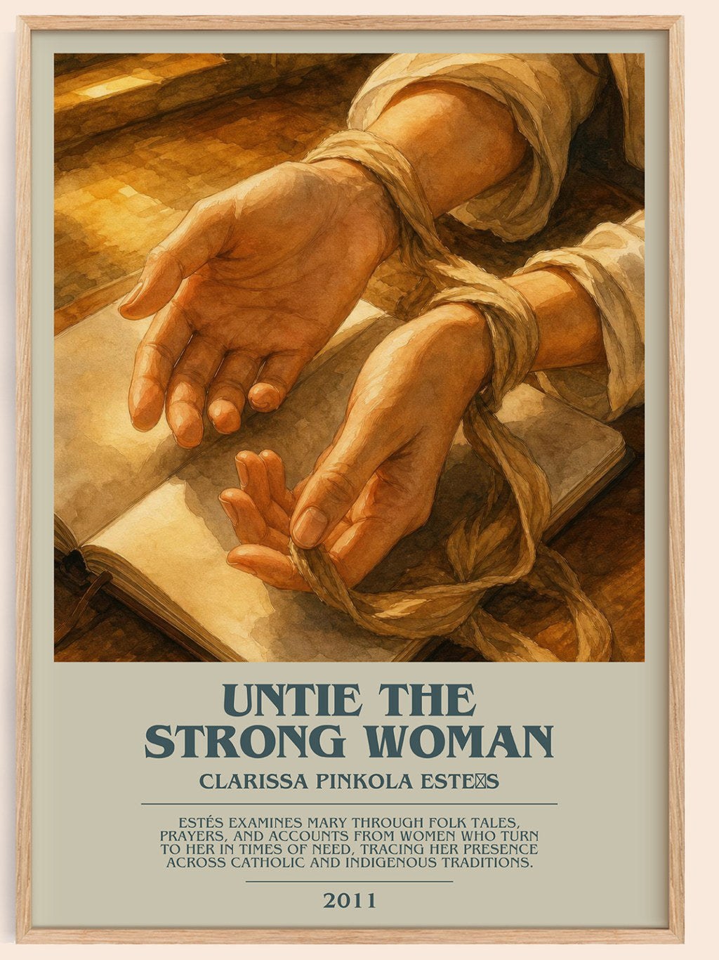 Untie the strong woman bookish book poster by Clarissa Pinkola Estés – framed literary art print