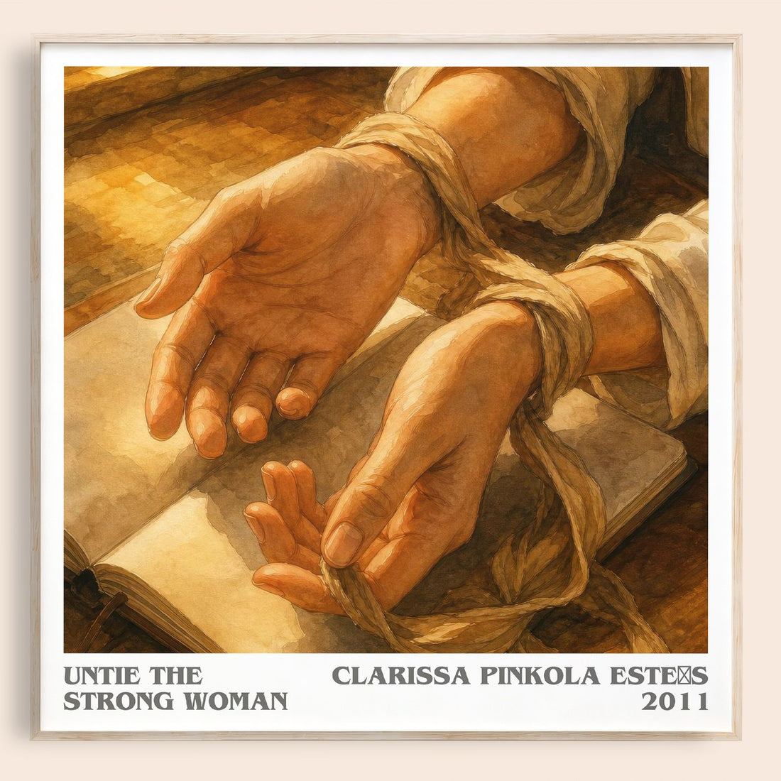 Untie the strong woman literary book poster by Clarissa Pinkola Estés – framed literary art print