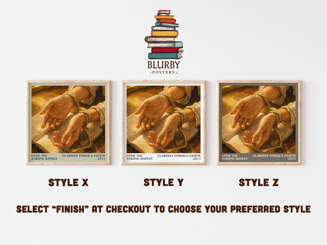 Untie the strong woman literary print in frame leaning in hallway – non fiction wall art (mockup)