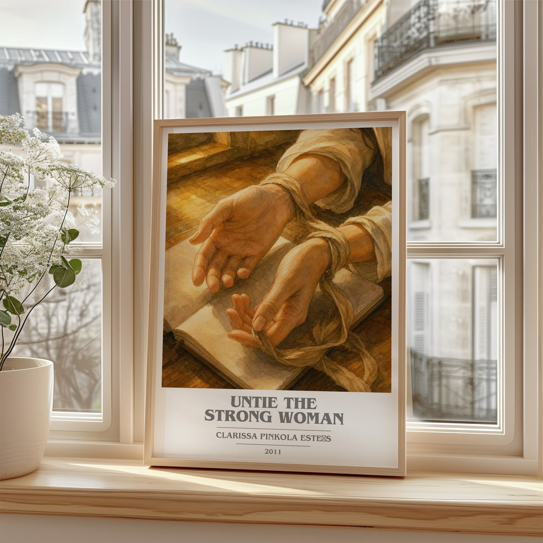 Untie the strong woman book cover poster colour and style options – Clarissa Pinkola Estés book art