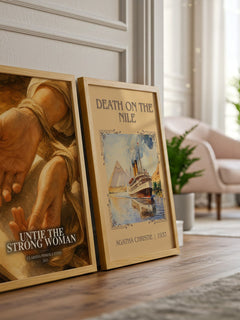 Untie the strong woman watercolour print framed by window – literary home decor