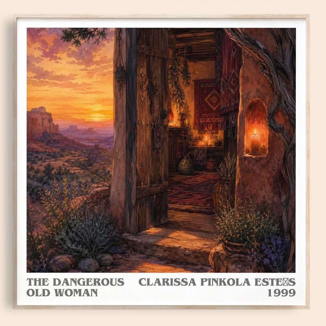 The Dangerous Old Woman literary book poster by Clarissa Pinkola Estés – framed literary art print