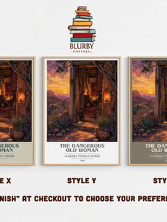 The Dangerous Old Woman book cover print in frame leaning in hallway – non fiction wall art