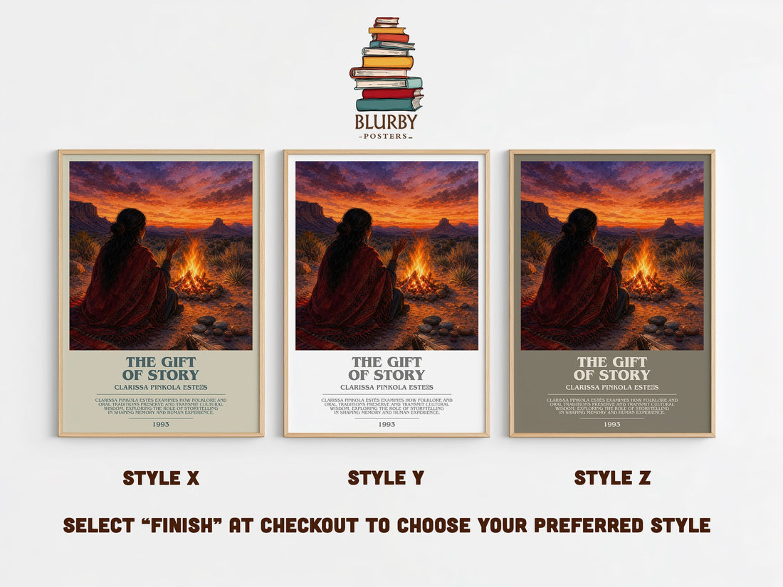 The gift of story bookish print in frame leaning in hallway – non fiction wall art (mockup)