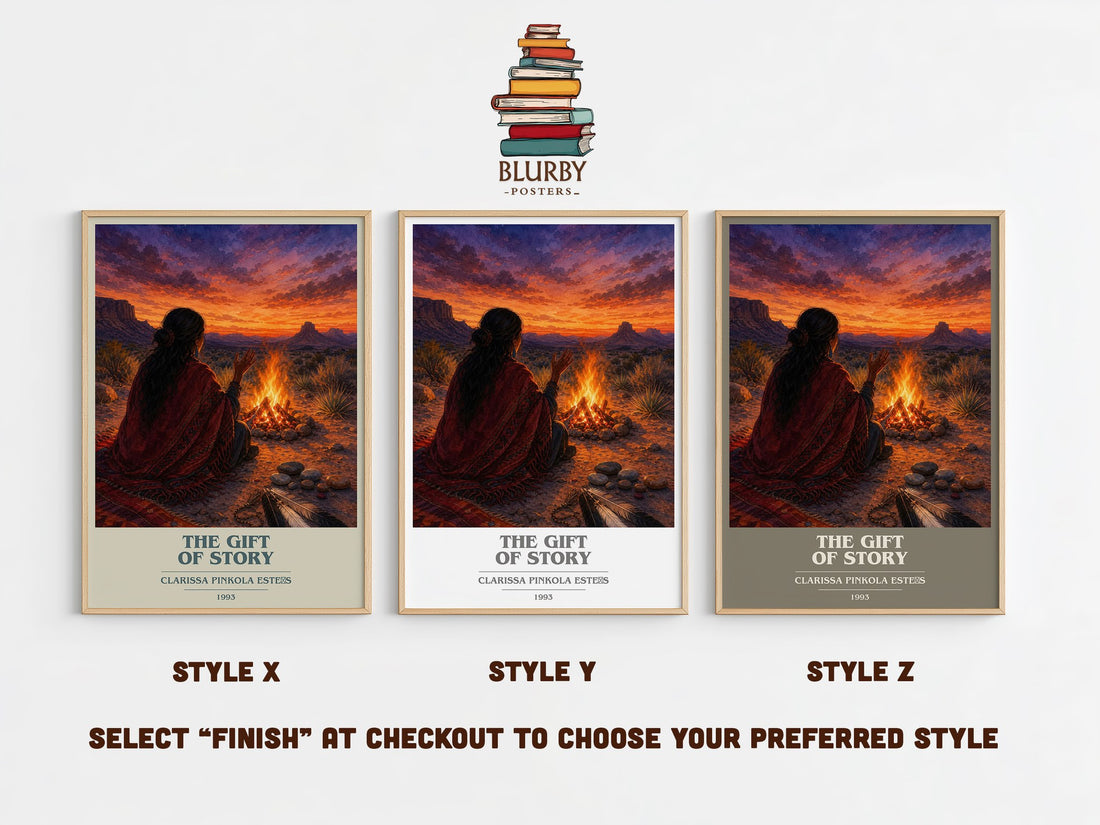 The gift of story book cover print in frame leaning in hallway – non fiction wall art (mockup)