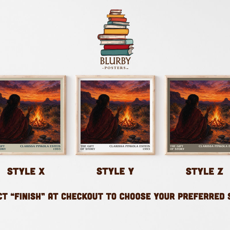 The gift of story literary print in frame leaning in hallway – non fiction wall art