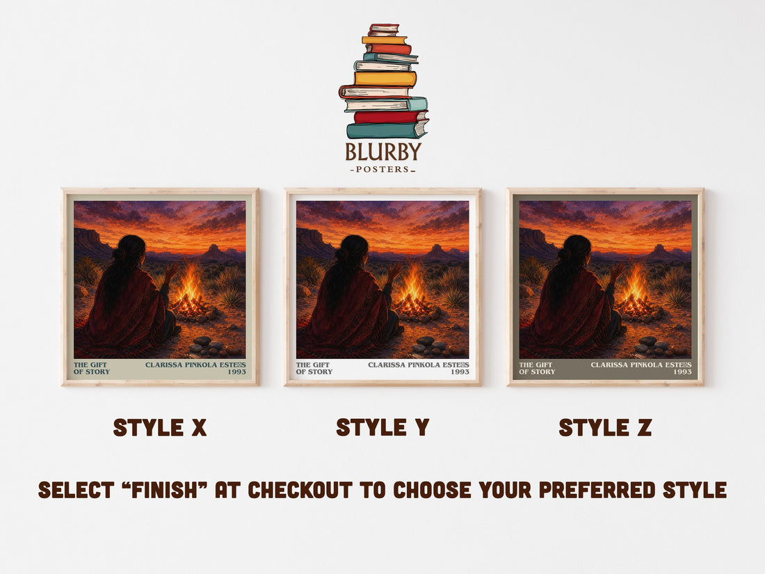 The gift of story literary print in frame leaning in hallway – non fiction wall art (mockup)
