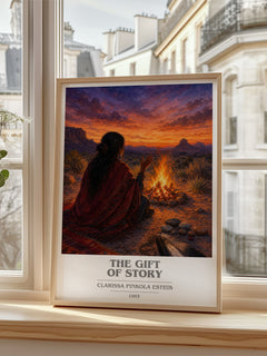 The gift of story book cover poster colour and style options – Clarissa Pinkola Estés book art
