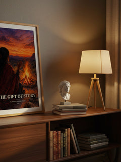 The gift of story watercolour print on bookshelf – Clarissa Pinkola Estés fan gift