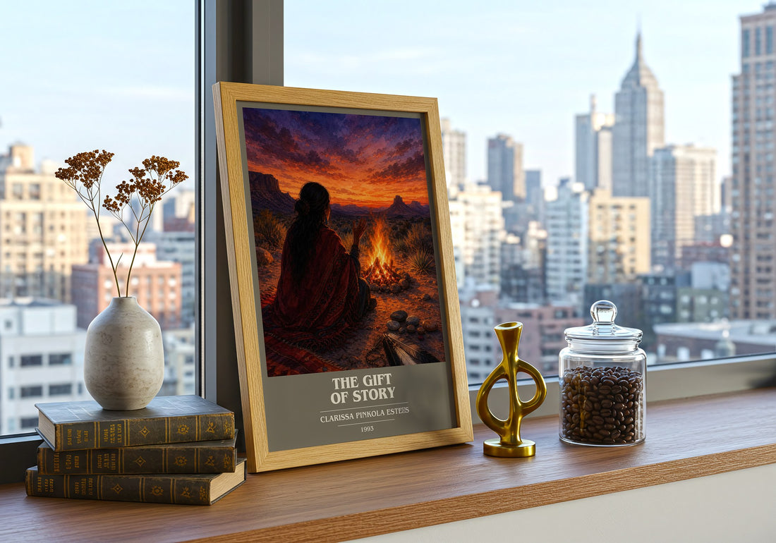 The gift of story book cover print framed by window – literary home decor
