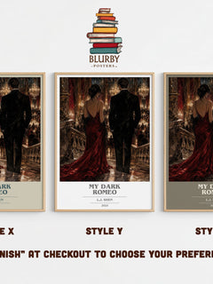 My Dark Romeo book cover print in frame leaning in hallway – romance wall art