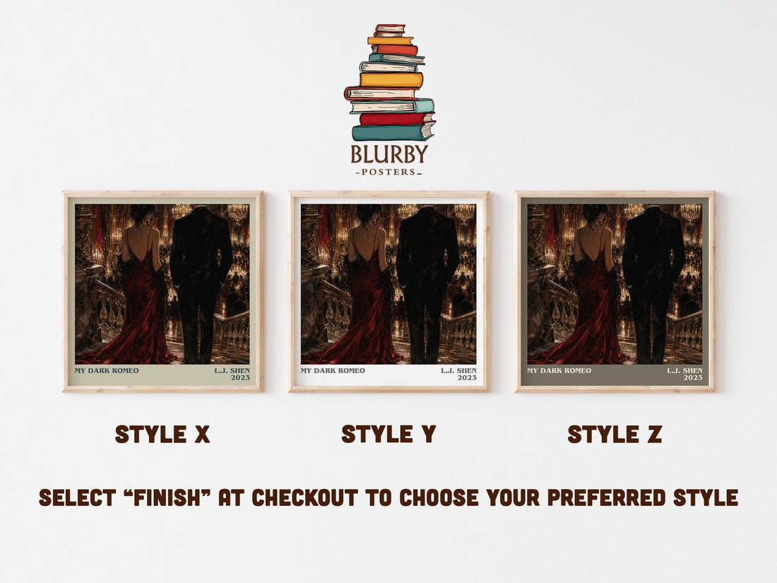 My Dark Romeo literary print in frame leaning in hallway – romance wall art (mockup)